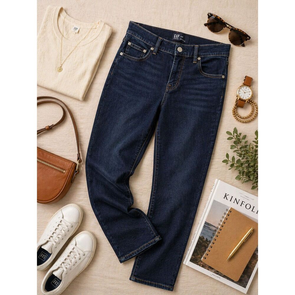 Gap Denim Girlfriend Womens Size 0 (30x27) Low Rise Dark Indigo Wash Jeans (958)